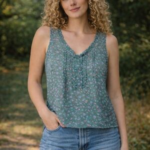 American Eagle Outfitters Floral Tank Top - Green and Pink